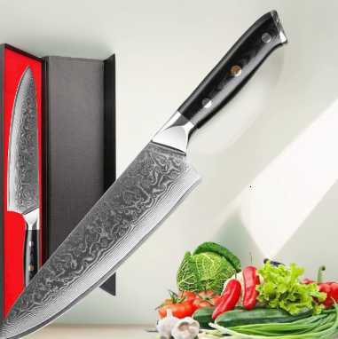 Household Damascus sharp small kitchen knife for cutting meat and vegetables, chef's knife, kitchen utensils H251206
