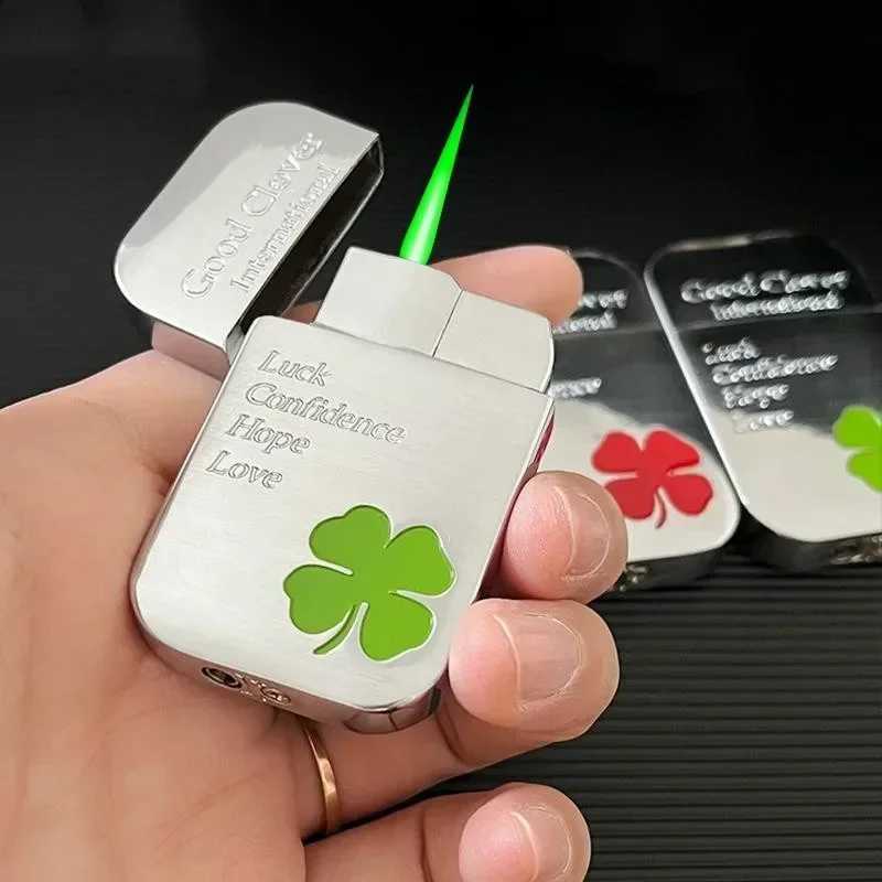 NEW Lucky Grass Lighter Windproof Electric Ignition Direct Flame Lighter Can be Iatable and Environmentally Friendly Lighter H251206