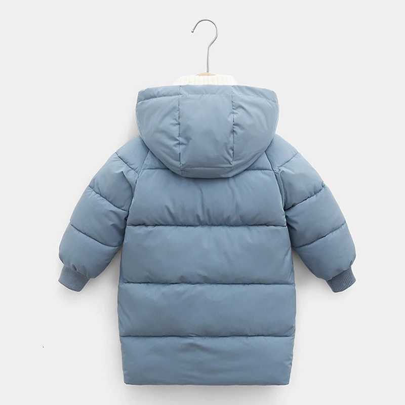 2-10 Years Winter Girls Jacket Solid Color Keep Warm Princess Coat Hooded Zipper Fashion Long Style Outerwear Children ClothingW251206