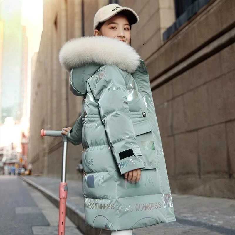 -30 Winter Cotton Jacket Girls Waterproof Hooded Coat Children Outerwear Clothing Teenage 3-14Y Clothes Kids Parka SnowsuitW251206