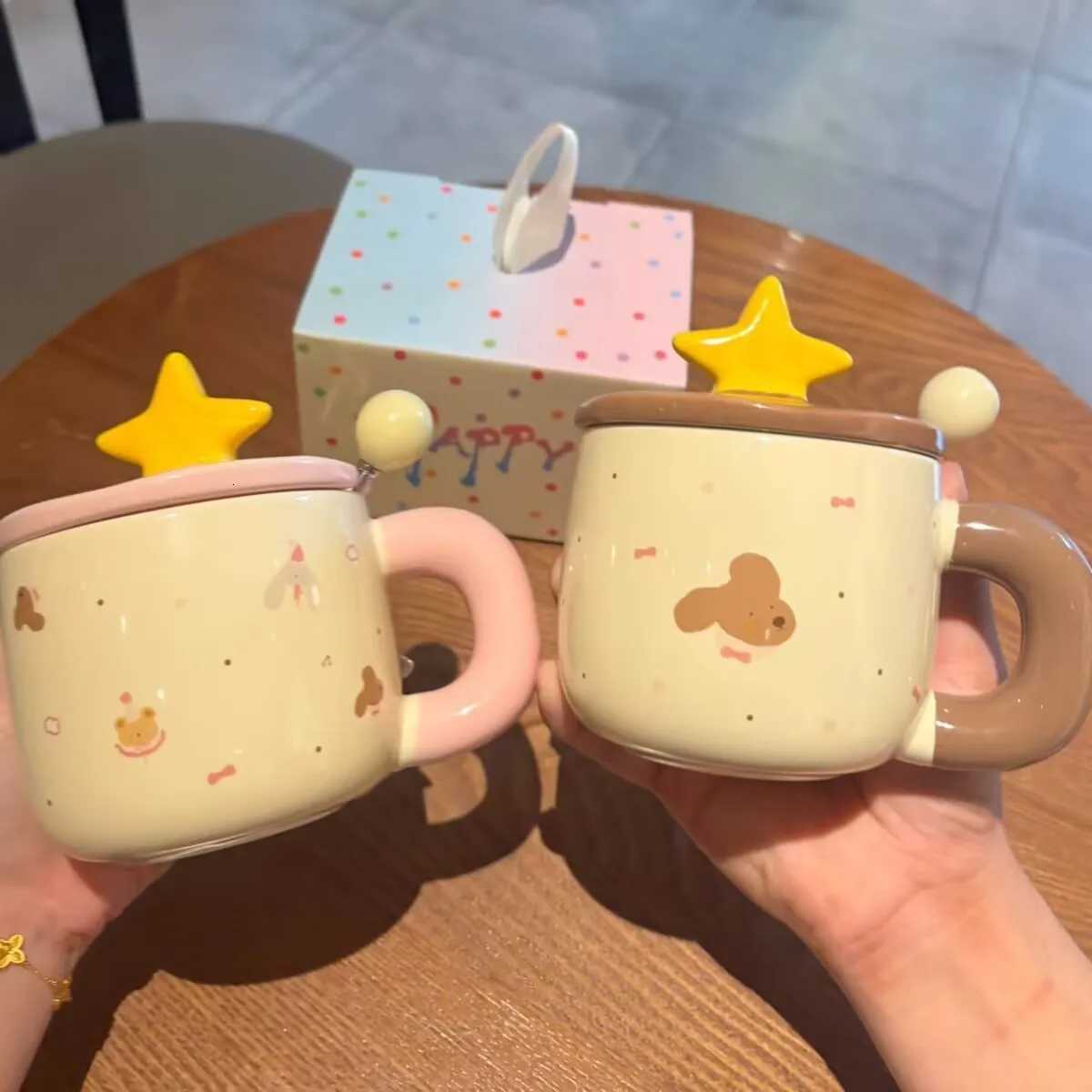 Cute Star Lid Cup Cartoon Ceramic Mug Ceramic Coffee Cups Cup for Tea Original Mugs Drinkware Personalized Gift Christmas Funny M251206 - view 7