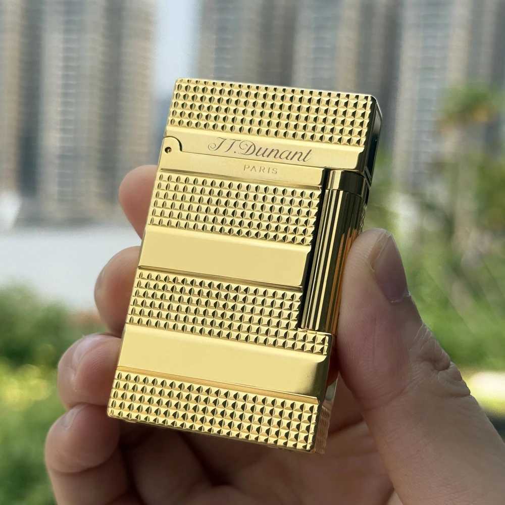 ST D Lighter Copper Clear Sound Smoking Tobacco Tools metal lighter Cigarette Accessories Men Gift Collections Refill Butane H251206