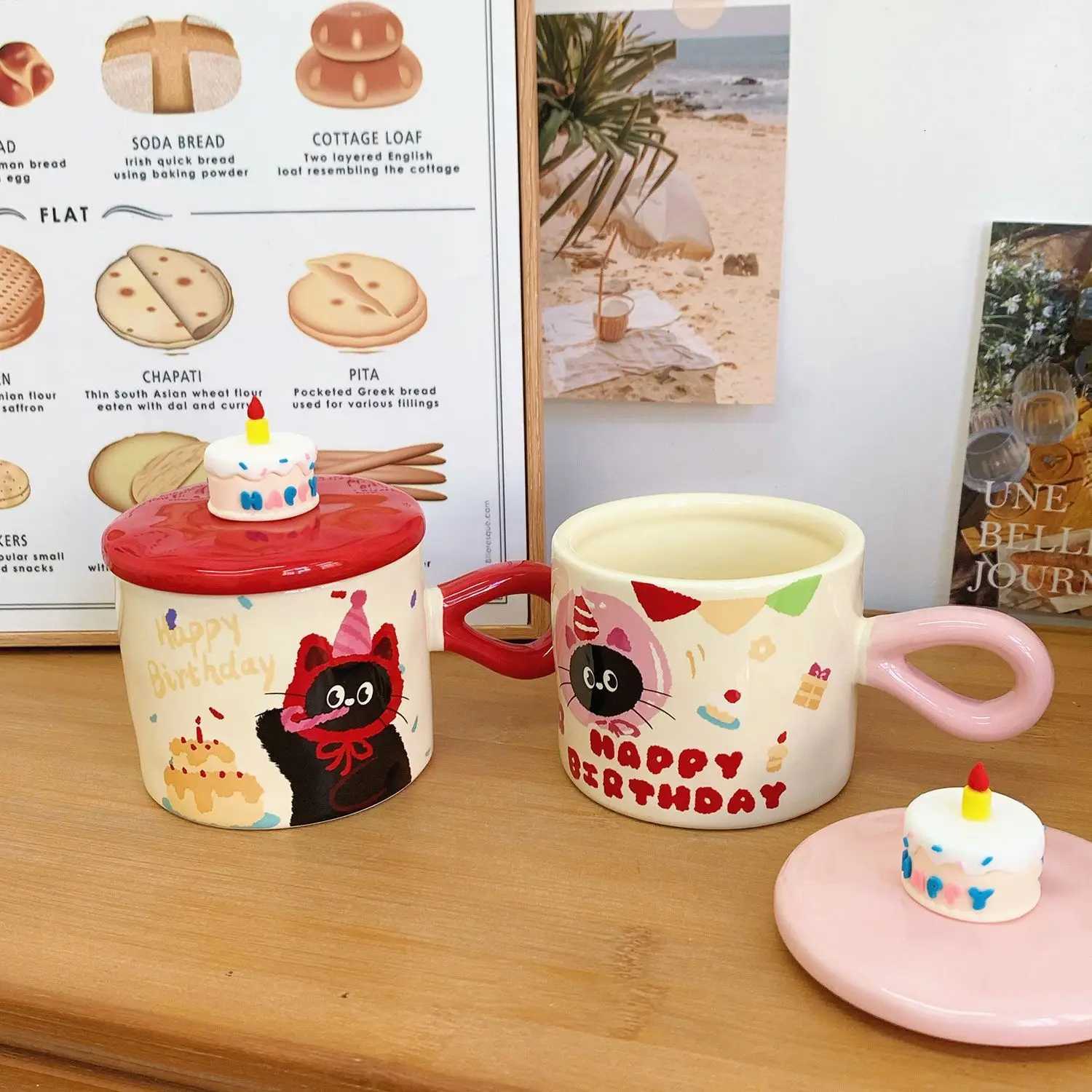 Cute Cat Covered Ceramic MugHigh-end Coffee MugsCouple Birthday Gift Water Cup Home Breakfast Milk CupsChristmas Kawaii Cup M251206 - view 5