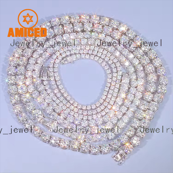 Wholesale VVS Moissanite Diamond Tennis Chain 3mm 4mm 5mm 925 Sterling Silver Men Women Fine Jewelry Bracelet Necklace