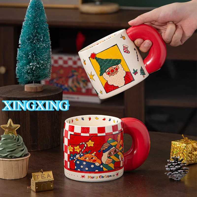 620ml Santa Claus Cup Cartoon Ceramic Coffee Cup Large Capacity Couple Water Mug Home Breakfast Oat Milk Mug Christmas Gift New M251206 - view 5
