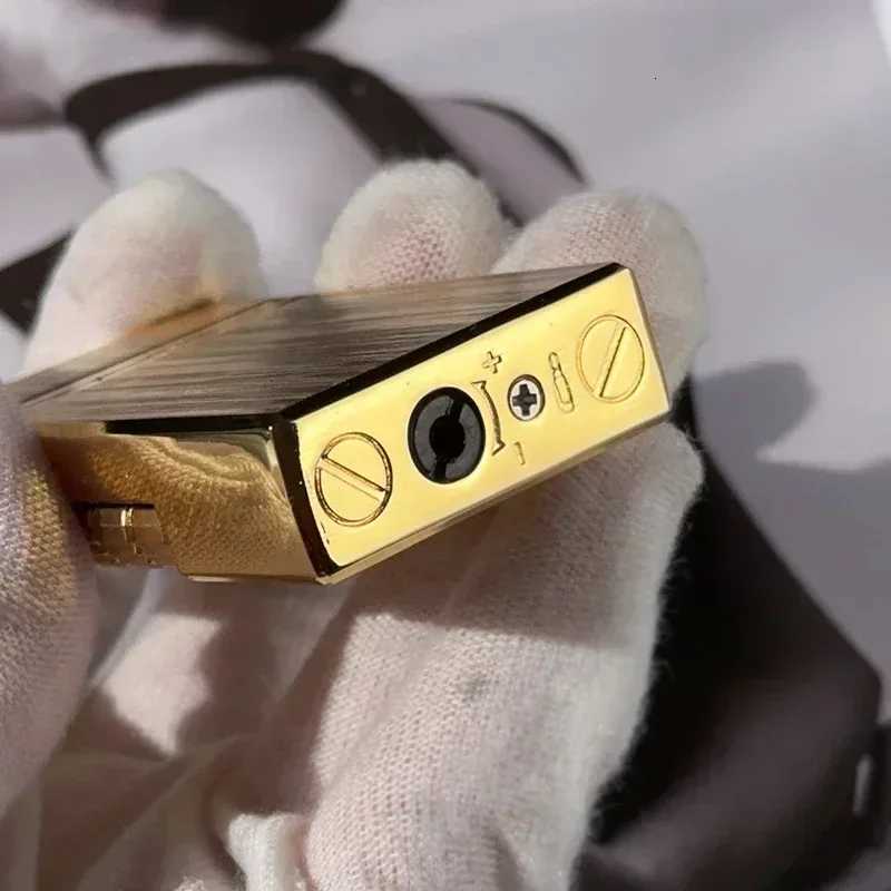 2024 Metal Blue Flame Butane Gas Lighter Steel Sound Lound Windproof Straight-up Lighter Smoking Accessories H251206