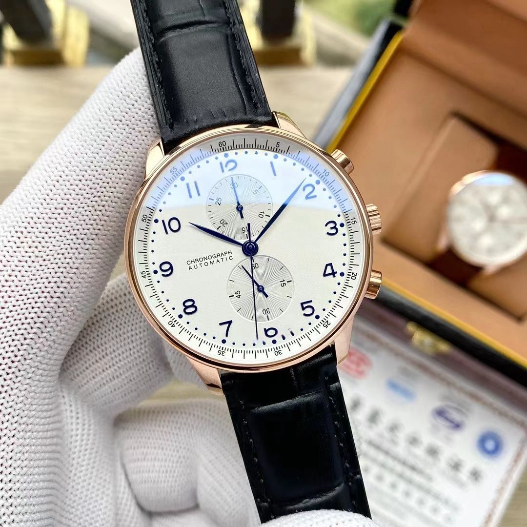 42mm Luxury automatic Mechanical Watch for MenPilot iws Series casual Fashion Men premium Automatic calendar Mechanical Watch Black leather strap ic01