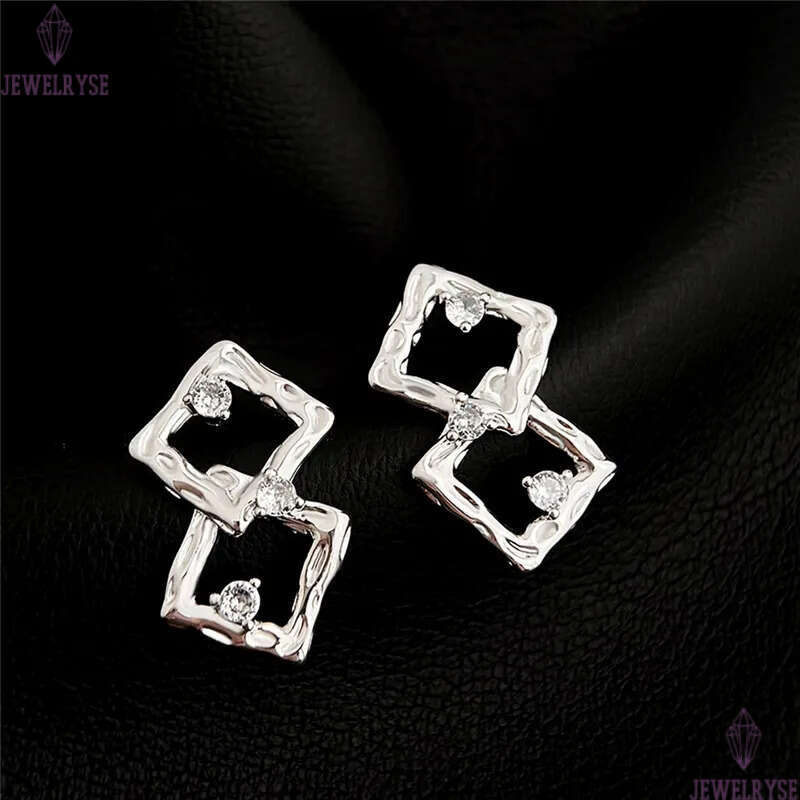 vintage square designer 18k gold stud earring for woman party AAA cubic zirconia ear clip luxury earrings womens jewelry home S925 silver needle girls