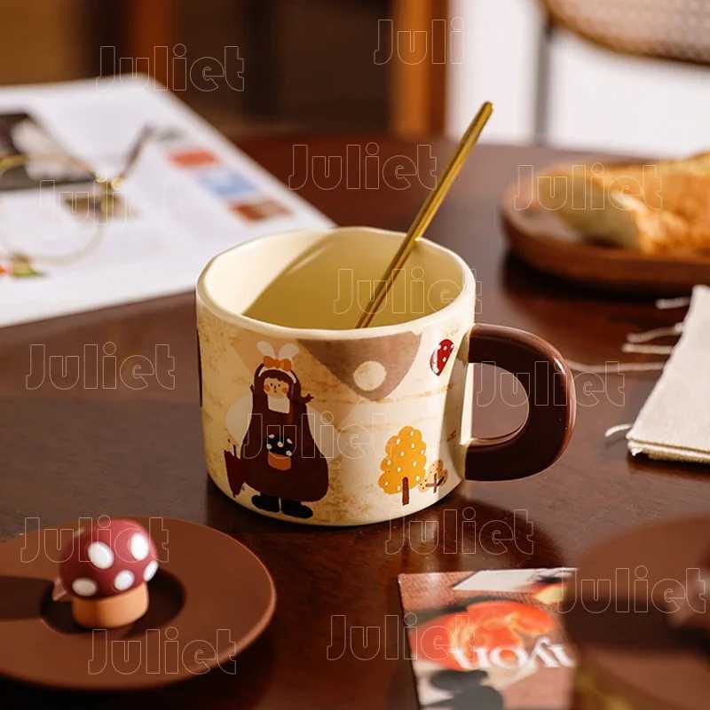 Creative Mug Nordic Style Ceramic Coffee Cups Household Decor Crafts Restaurant Cute Pattern Design Cup with Lid Breakfast Cup M251206 - view 6