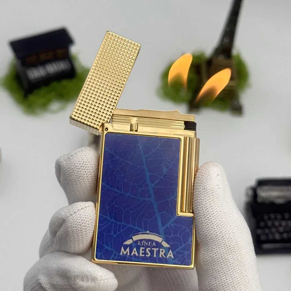 Gas Lighter Brass Lacquer Meo for Cigars Dual Flame Collectible Cigar Tools lighters for smokers Collector Gift H251206
