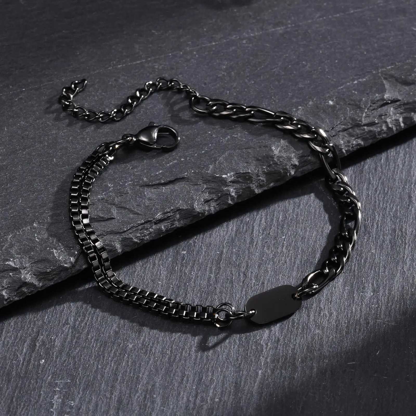 Initials Bracelets for Men Women CoupleAlphabet A-Z 26 Letter Stainless Steel Chain Link WristbandValentines Day Gift for BBF W251206