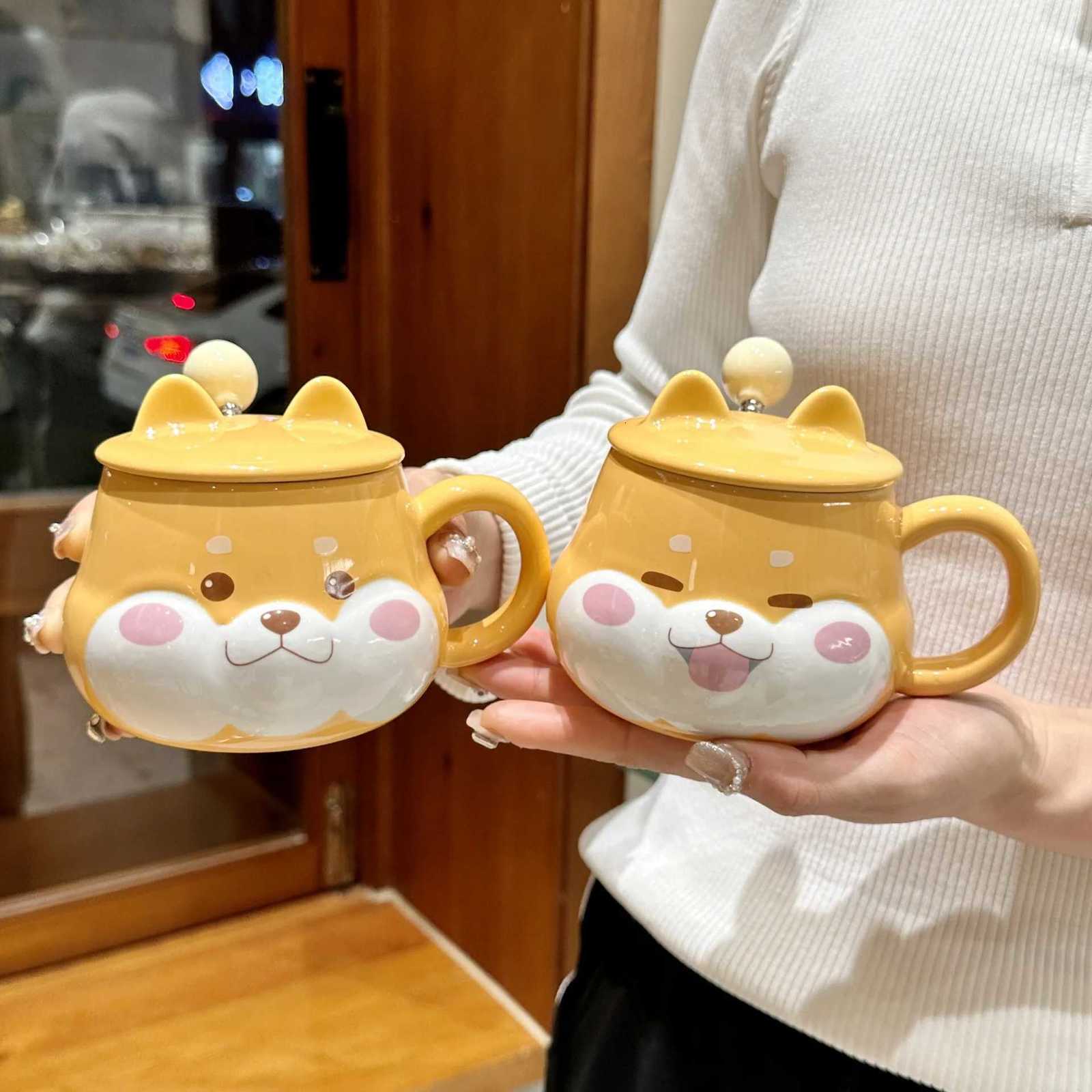 Shiba Inu ceramic cup high appearance level large capacity coffee cup with spoon cute girls childrens office home M251206 - view 5