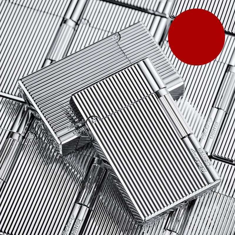 Metal Stripe Loud Lighter Unusual Lighters Cigarette Lighter Creative Wheel Lighter Butane Gas Lighter Open Fire Square Lighter H251206