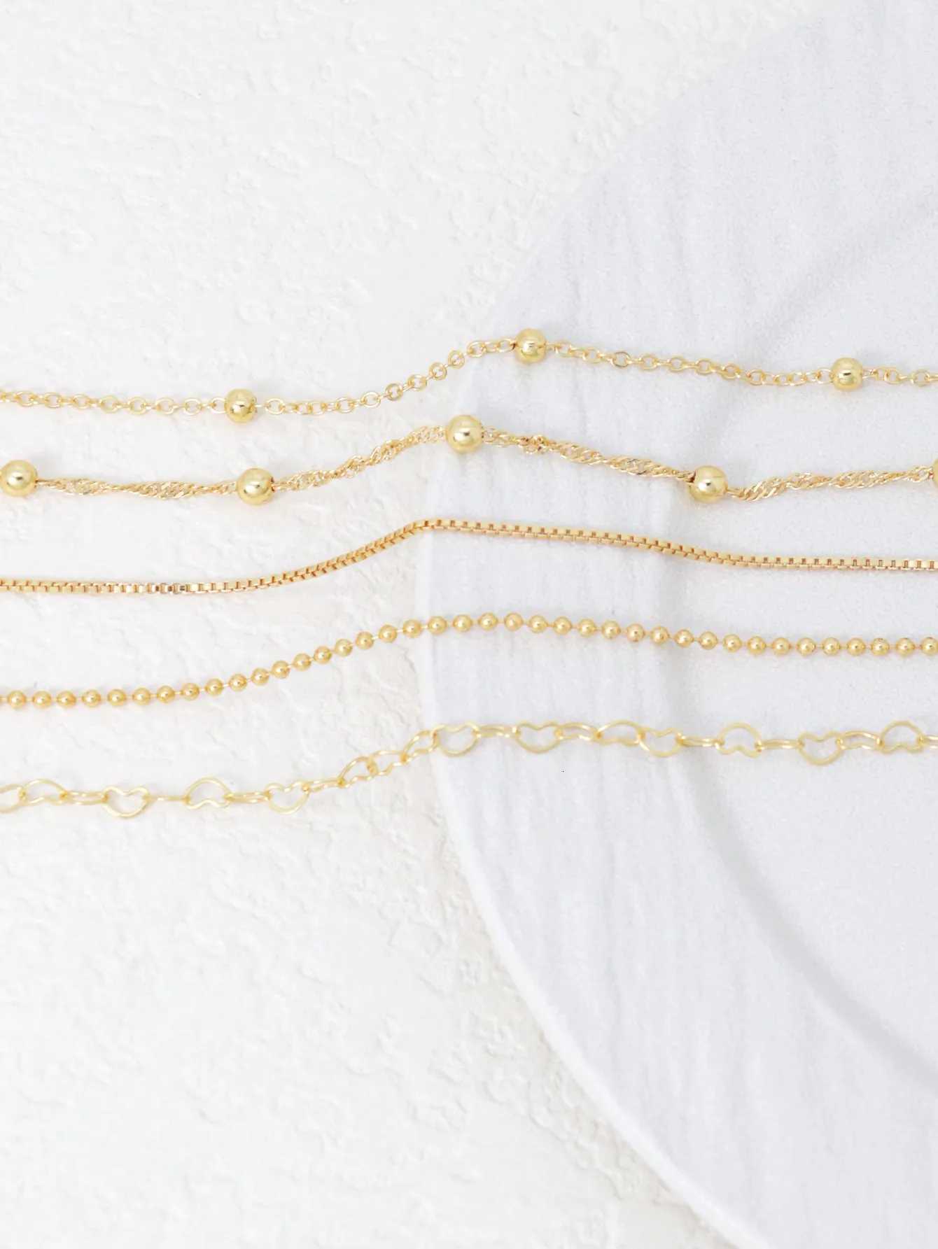 5PCS Fashion Stainless Steel Love Bead Chain Bracelet Set Commuter Elegant Leisure Accessories Neutral Accessories Stackable W251206