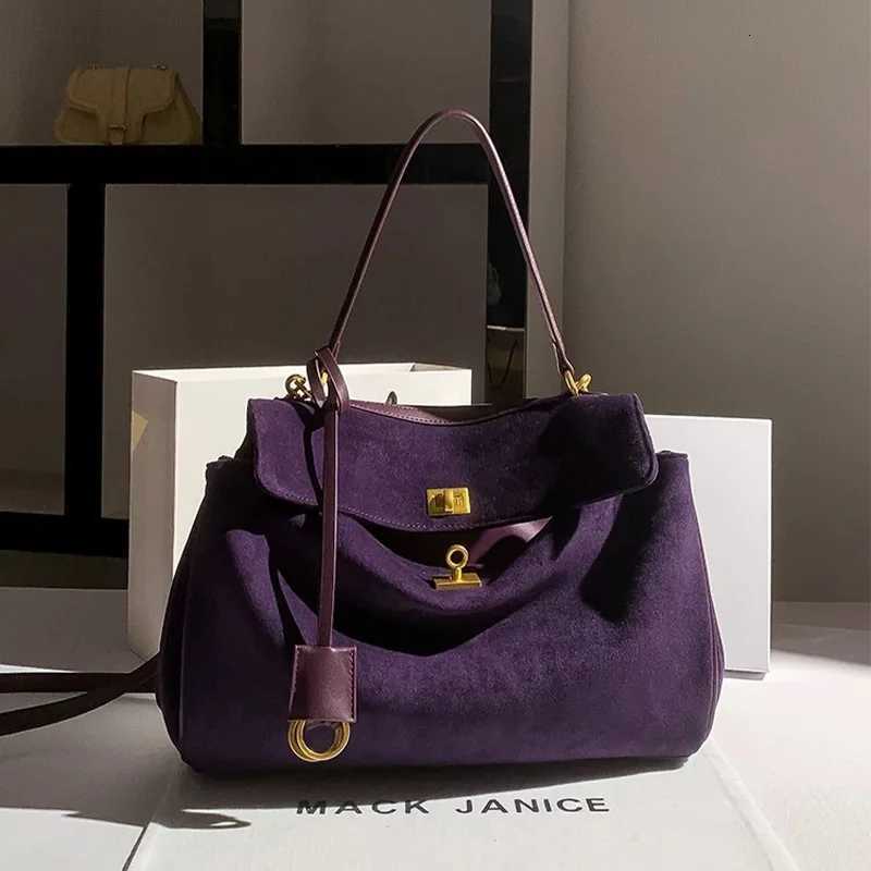 Light Luxury Brand Designer Tote Bags Fashion High-end Shoulder Bags New Purple Suede Crossbody Bags Large-capacity Womens BagsXJ251206