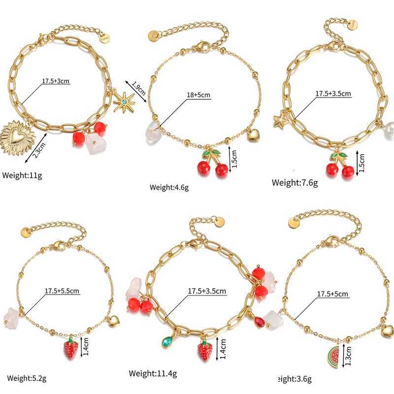 Nextvance Summer Fashion Gold Plated Bracelets For Women Red Strawberry Cherry Watermelon Charms Stainless Steel Jewelry Gifts W251206