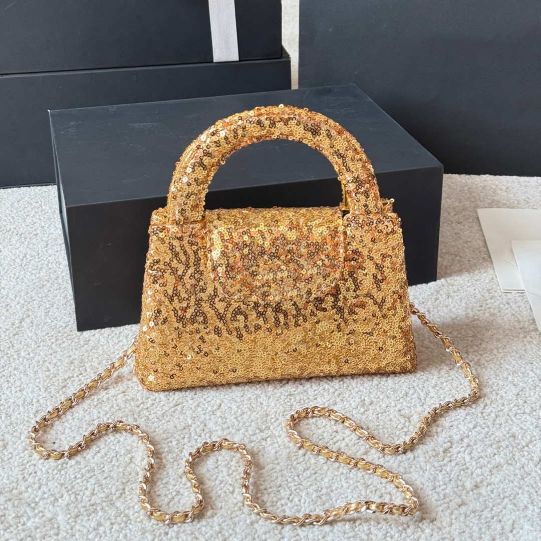 Designer Handbag 23K Case Bag High Quality Glitter and sequins Mini Crossbody Bag with gold Chain Shoulder Strap Bag Womens Crossbody Bag Handbag Tote Bag 20X14cm