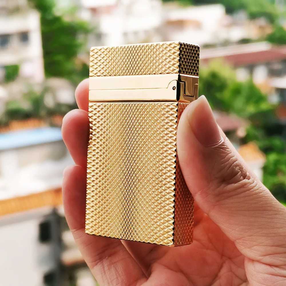 2025 Luxury Branded Metal Cigarette Gas Lighter Space Distortion Pattern Smoking Gadgets Tobacco Tools Man Birthday Gift H251206
