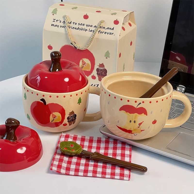 Mug ceramic underglaze color cartoon cute printing retro with lid large capacity gift box birthday gift desktop ornament Chinese M251206 - view 6