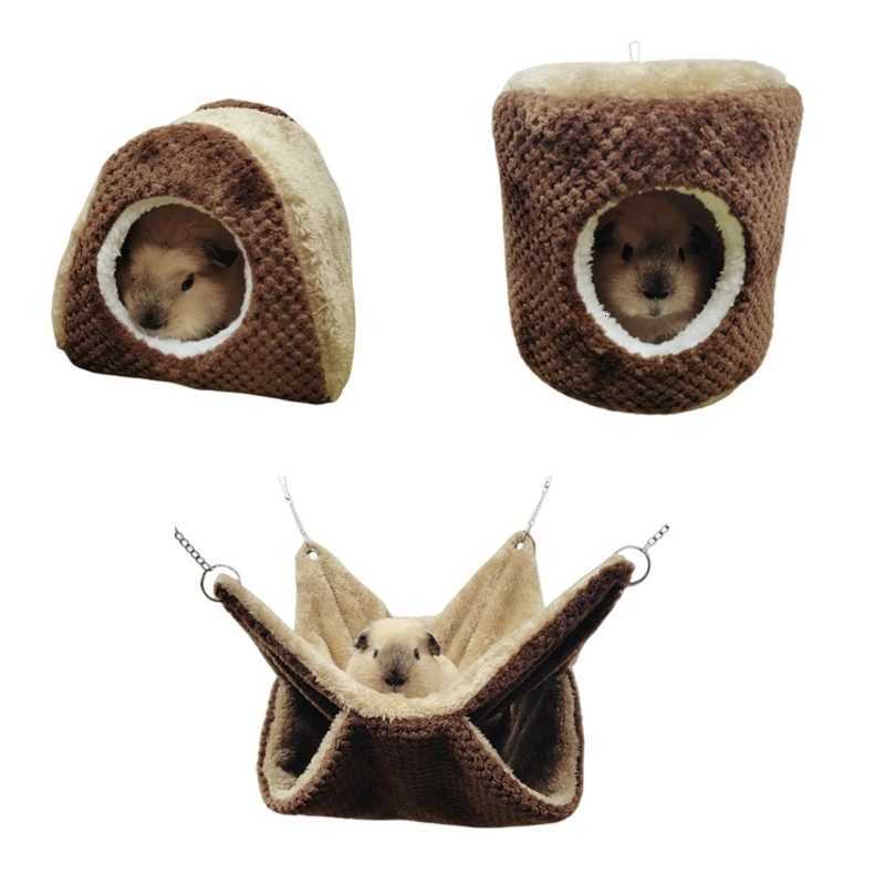 Hamster Warm Bed Hammock Small Pet Plush House for Guinea Pigs Squirrels M251206