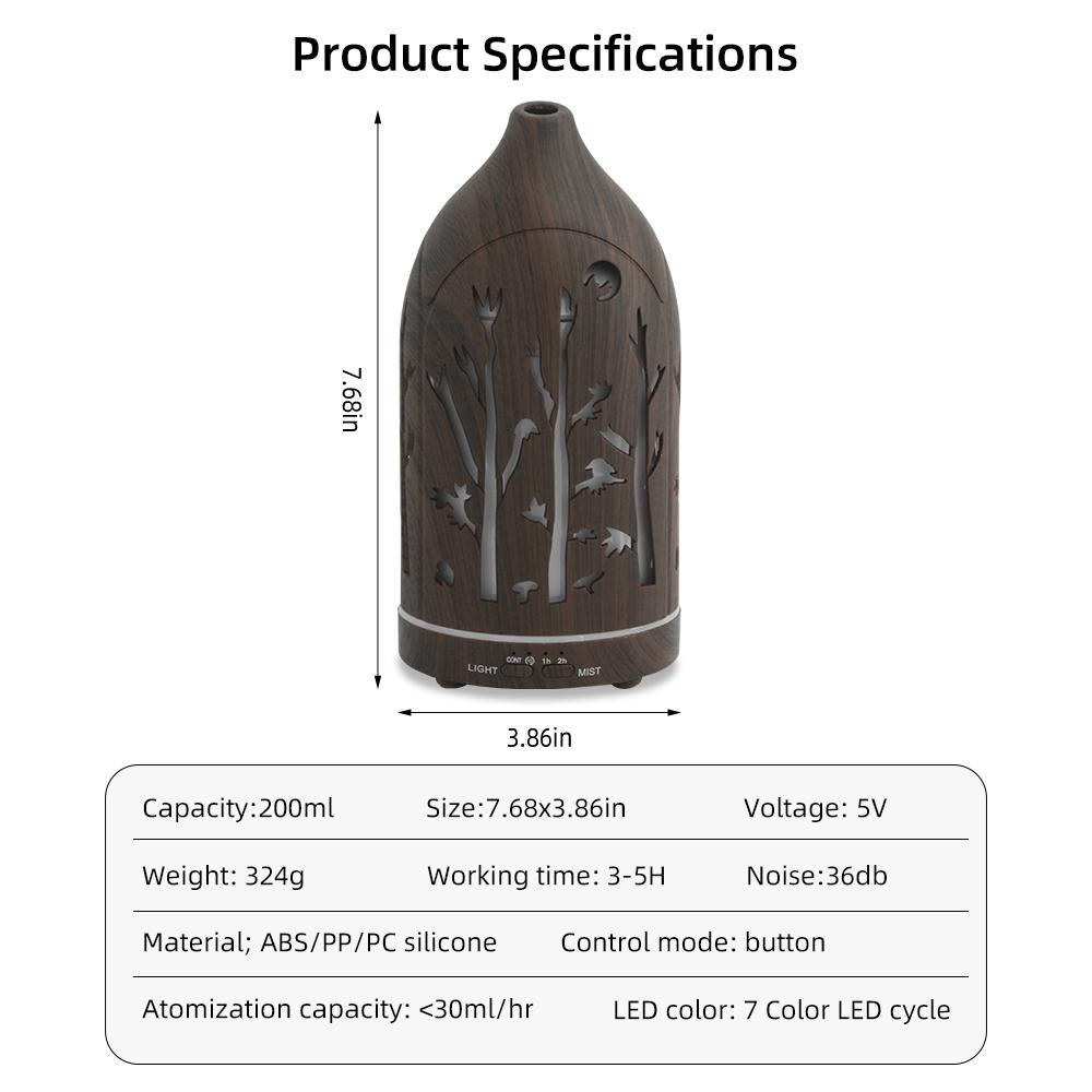 Ultrasonic Essential Oil Diffuser Auto Shut Off 7 Color LED Lights Quiet Operation for Home Office Yoga Spa