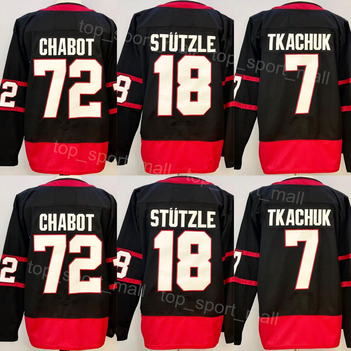 Alternate 2026 Hockey 72 Thomas Chabot Jerseys Man 18 Tim Stutzle 7 Brady Tkachuk Black Red White Team Color Reverse Retro For Sport Fans Embroidery And Sewing Good