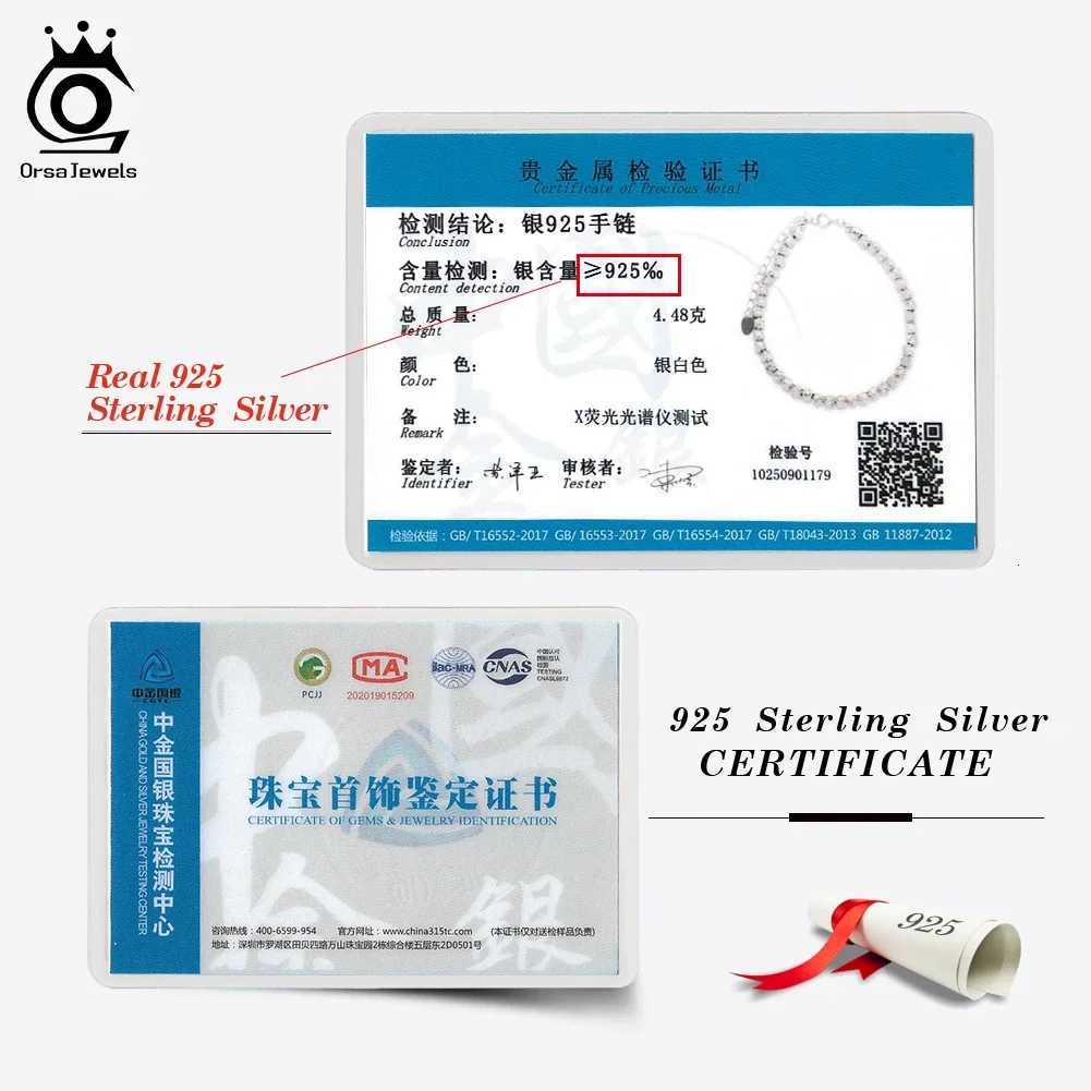 ORSA JEWELS Genuine 925 Sterling Silver 4mm Beads Bracelet For Women Fashion Dainty Hand Chain Accessories Jewelry GAB04 W251206