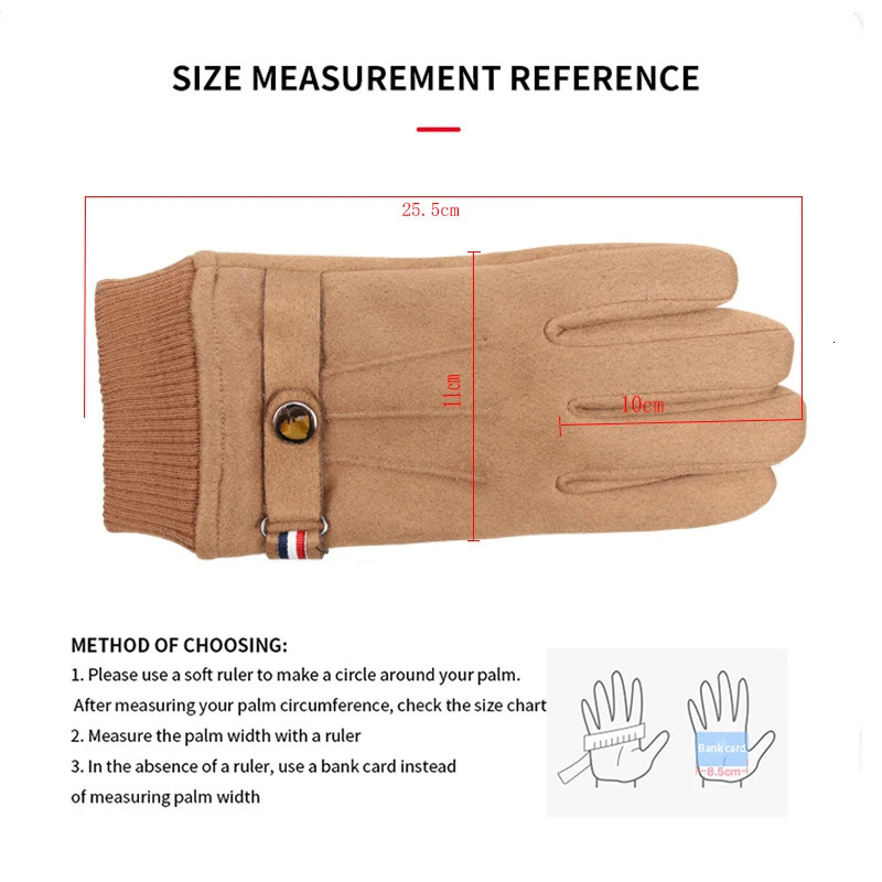 Spring Mens Winter Gloves Suede Warm Soft Chamois Leather Gloves Cycling Outdoor Sport Driving Buckle Male Touchscreen Mitten 251204