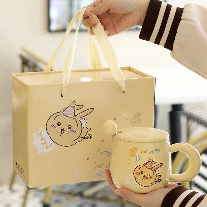 Japan Chiikawa Gift Kawai Hachiware Usagi Ceramic Cup with Lid Spoon Cute Cartoon Mug for Boys and Girls Birthday Gift Cup M251206 - view 5