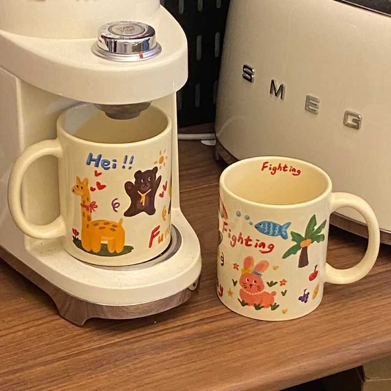 Cartoon Graffiti Deer Ceramic Mug with Gift Box Office Breakfast Milk Drink Cupshigh-value Coffee Mugs Christmas Gift Tea Cup M251206 - view 5