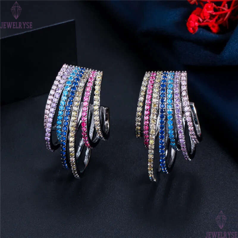 Colorful AAA Cubic Zirconia Hoop earring designer for woman Party Copper Jewelry Silver 18k Gold Plated Full CZ Earrings Valentines Day Womens Teen Gi