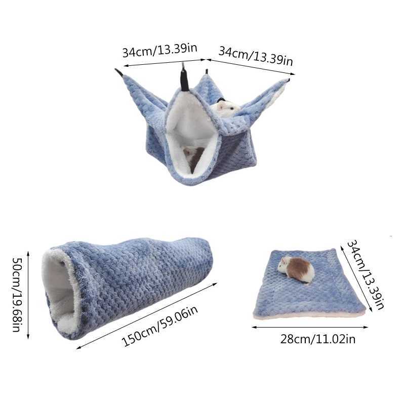 Set of 3 Hamster Nest Winter Bed House Shed Hanging Hammock Cage Tunnel Plush Hideaway for Hamster Small Pet G32D M251206