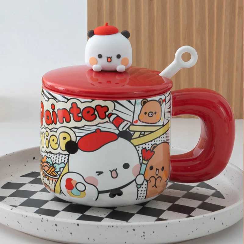 Cartoon Cute Panda Yier Bubu Dudu Ceramic Mugs With Lid Spoons Mitao Creative Water Cup Mugs Kawaii Drinkware Birthday Gift New M251206 - view 7