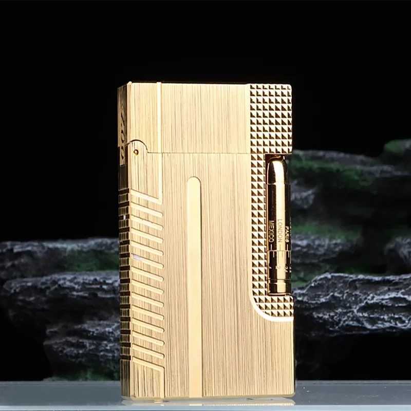New High-end Crisp Sound Gas Lighter Steel Tone Side Slip Windproof Business Gift Mens Lighter Cigarette Accessories H251206
