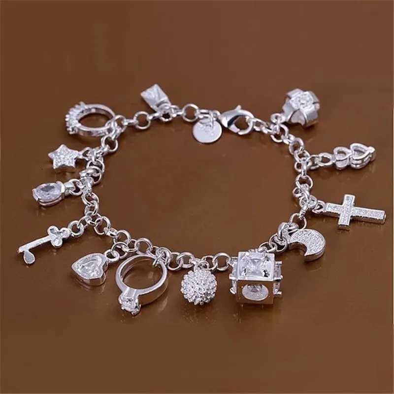 Bracelet European and American Silver Fashion Thirteen Pendant Bracelet Womens Multi-Element Jewelry Simple Style Bracelet Whol W251206