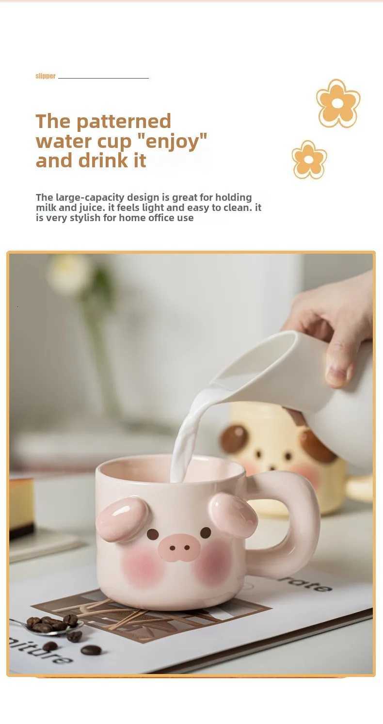Cute coffee cup ceramic cup girl with lid spoon milk breakfast cup mug birthday gift water cup M251206 - view 5