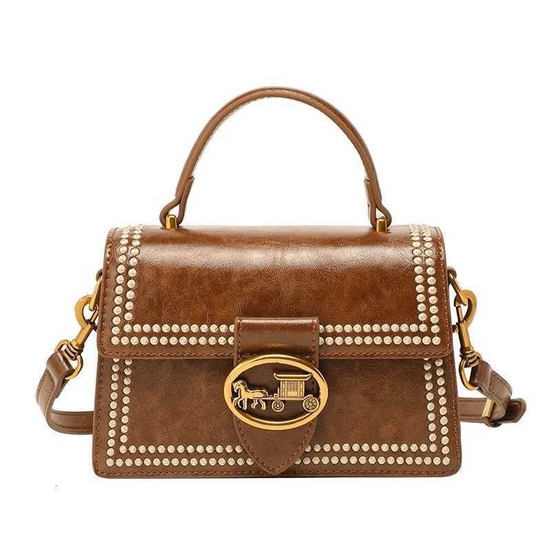 Brand womens handbag light luxury small square bag 2025 new autumn and winter retro designer shoulder bag high-end crossbodyT251205