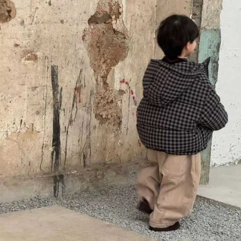 Korean Childrens Clothing Boys Winter Cotton Jacket Handsome Thick Warm Coat Korean Childrens Checkered Loose Cotton JacketW251206