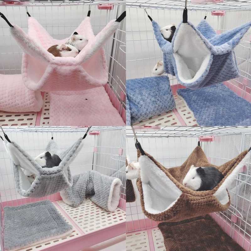 Set of 3 Hamster Nest Winter Bed House Shed Hanging Hammock Cage Tunnel Plush Hideaway for Hamster Small Pet G32D M251206