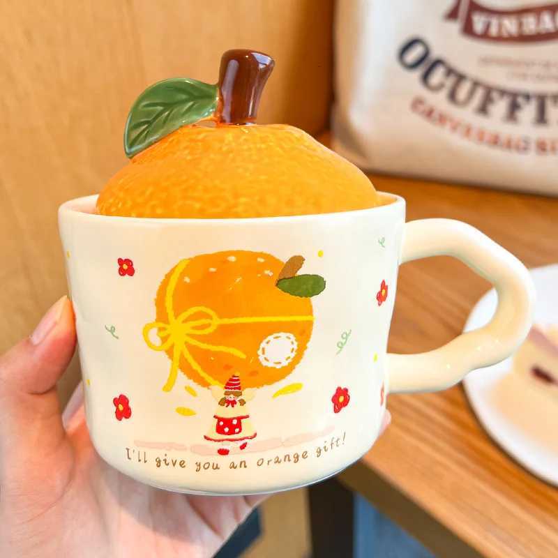 Cute Cartoon Anime Surrounding Orange Model Ceramic Home Office Mug Girl Cute Coffee Milk Fashion Home Supplies Water Cup Gift M251206 - view 4