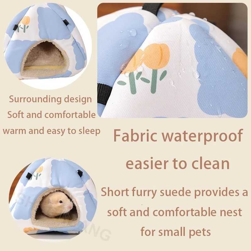 Pet Golden Bear Hides in Sleep Cabin with Velvet Warmth Bird Rabbit Mouse Hanger Waterproof and Cold Proof Small Animal Nest M251206