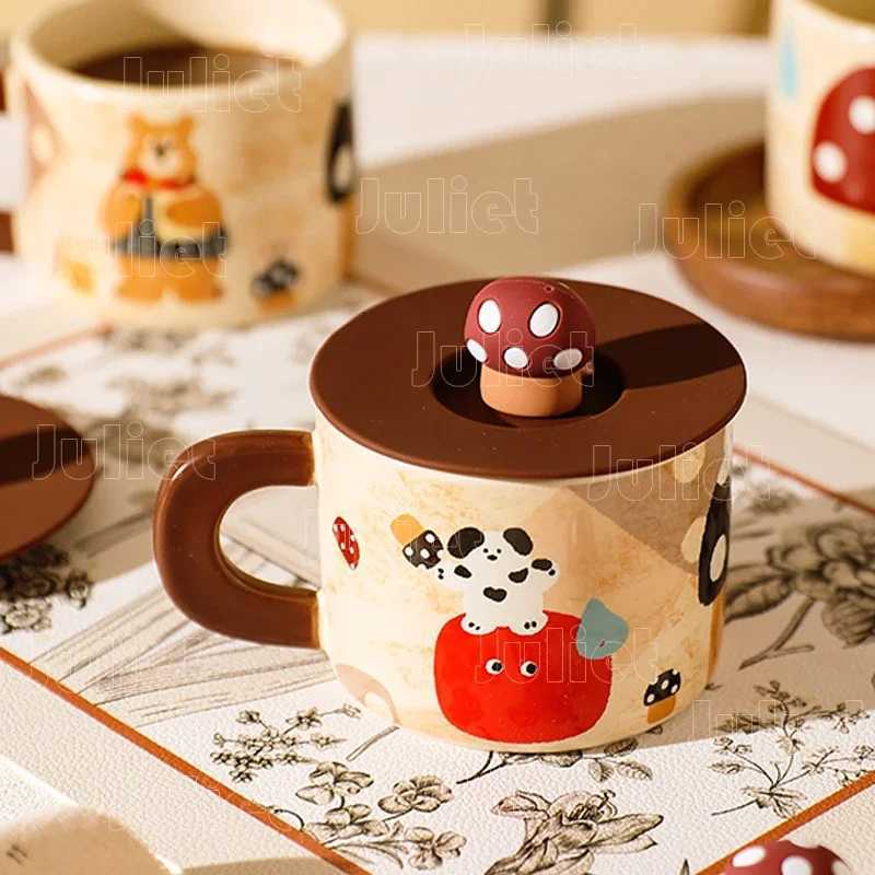 Creative Mug Nordic Style Ceramic Coffee Cups Household Decor Crafts Restaurant Cute Pattern Design Cup with Lid Breakfast Cup M251206 - view 4