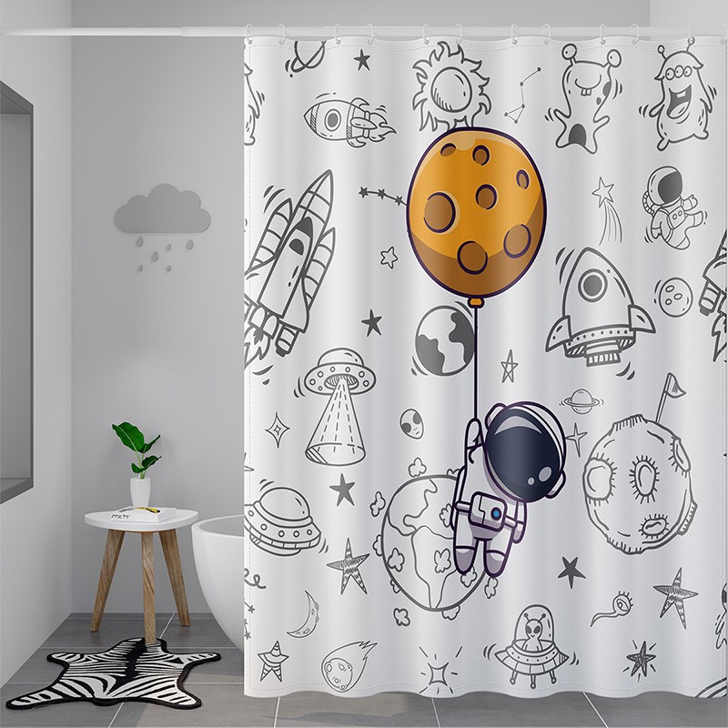 YL-37902 Cartoon Digital Print Shower Curtain, Bathroom Curtain, Partition Curtain, Hanging Curtain, Anti-mildew Shower Curtain