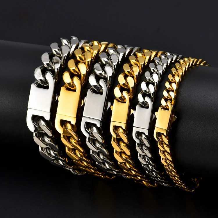 316 Stainless Steel Plated 18k Gold Fashion Crypto Cuban Chain Miami Rap Hip Hop Mens Bracelet Accessory W251206