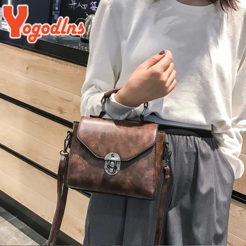 Yogodlns Vintage Leather Female Top-handle Bags Small Women Shoulder Bag Crossbody Messenger Bag Casual HandbagsT251205