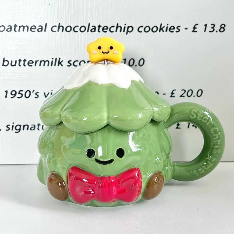 Christmas Tree Ceramic Mugs with LIDS Office Coffee Mugs Cartoon Tabletop Decoration Breakfast Milk Mugs M251206 - view 3