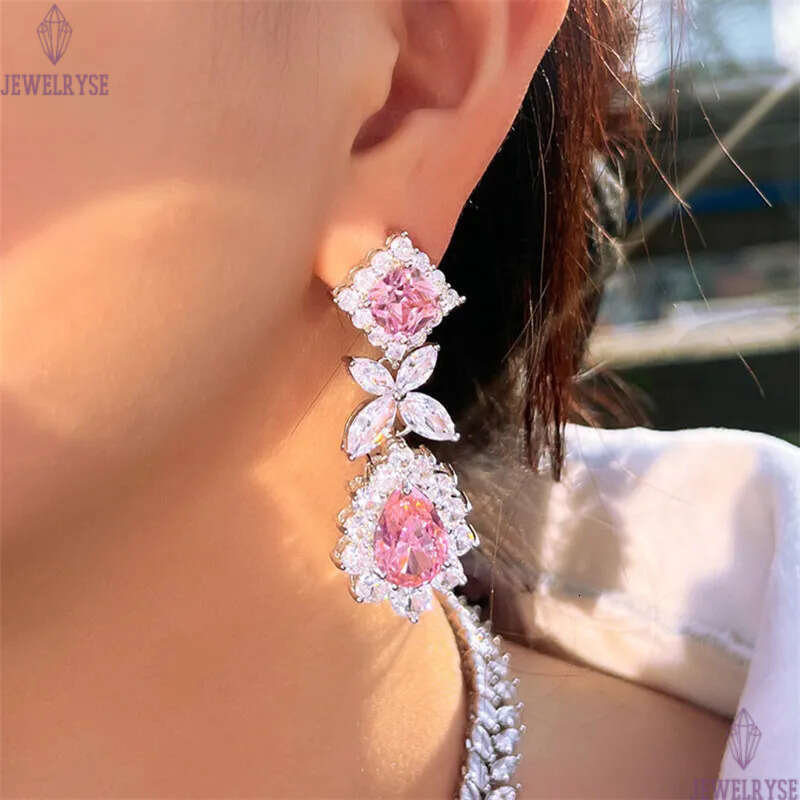 charm assel damond earring designer for woman pary 18k gold green pink AAA cubic Zirconia souh american womens wedding engagemen dangle earrings jewel
