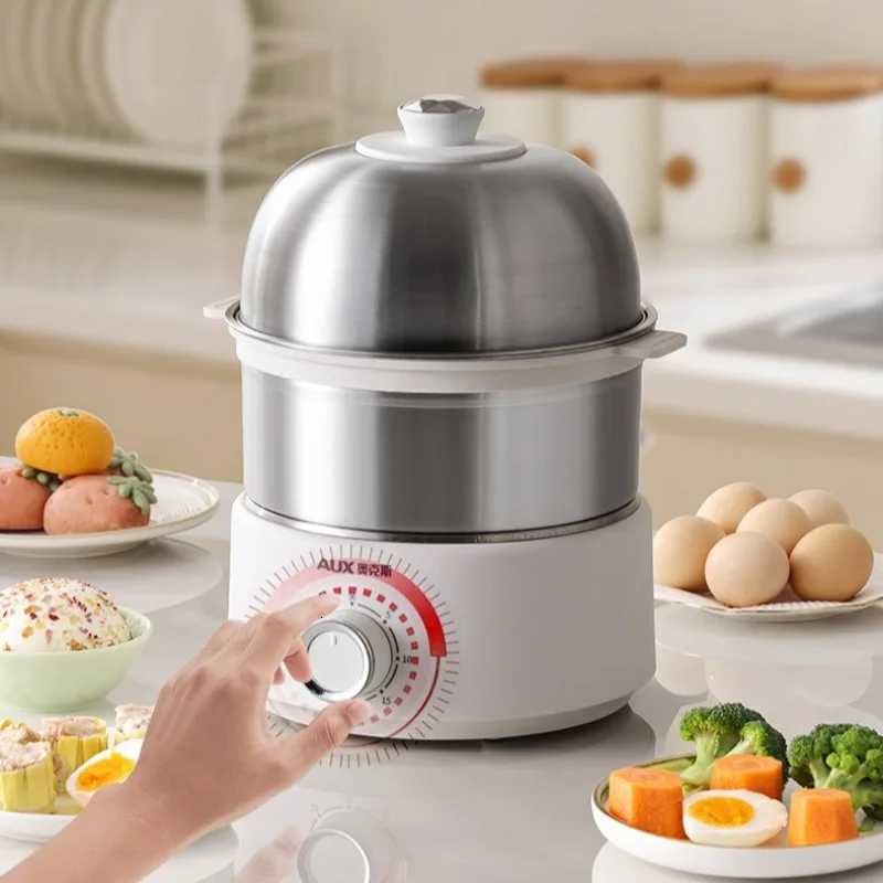 304 Stainless Steel Mini Egg Cooker Auto Shut Off Timer 3-Tier Large Capacity Steamer for Breakfast Eggs M251206