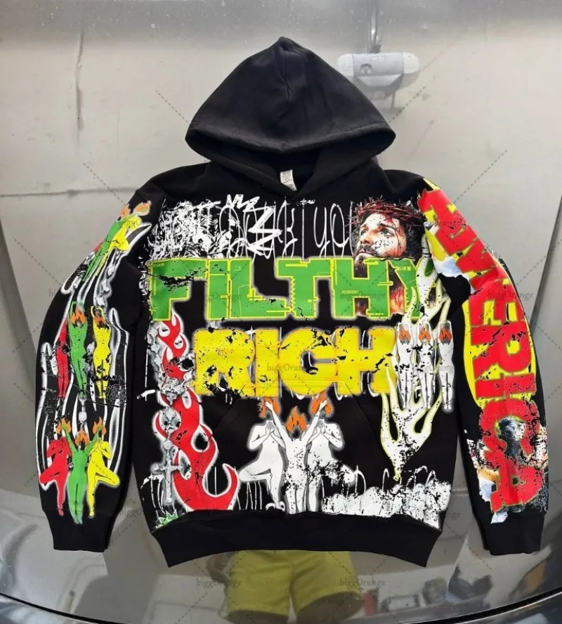 Hip-hop Harajuku Streetwear American Retro Punk Hoodie Men Trendy High Street Casual Loose Oversized Sweatshirt Women 251201