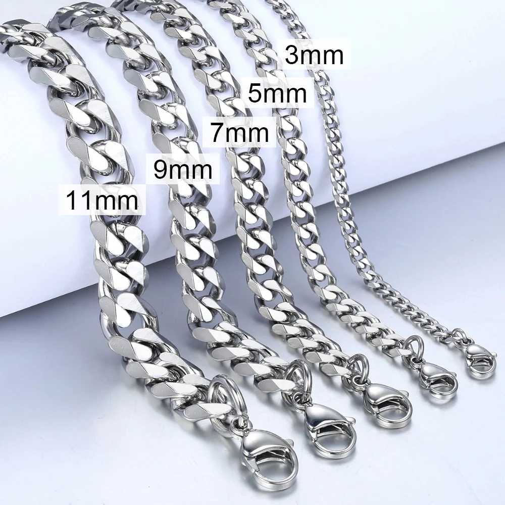 3-11mm Mens Bracelets Stainless Steel Curb Cuban Link Chain Black Gold Color Silver Color Bracelet For Women Jewelry KBM03 W251206